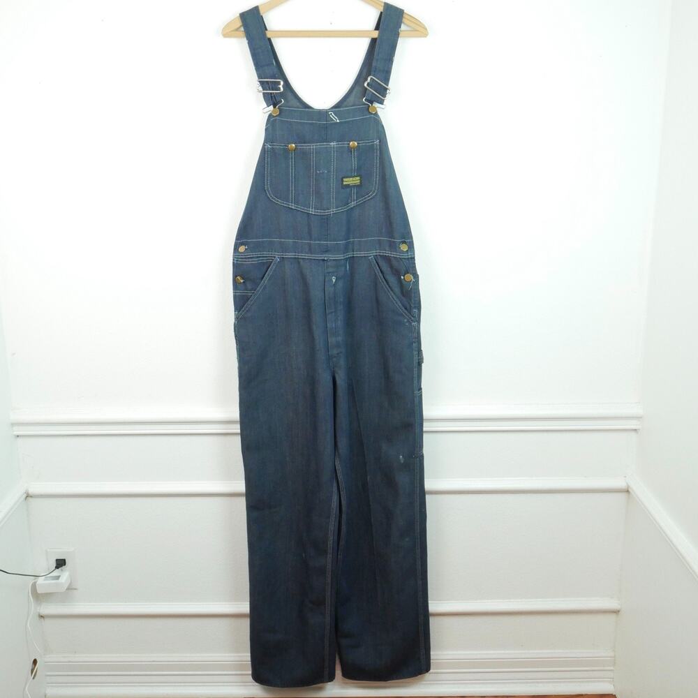 Vintage Toughskins Union Made Overalls Mens 35 x 32 Carpenter Workwear Bibs Jean